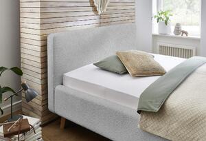 Dvoulůžková postel taupe s úložným prostorem 140 x 200 cm fleece šedá