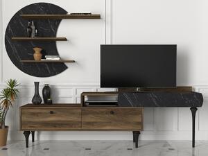 Televizní stolek s policí PEDRO ořech/marble