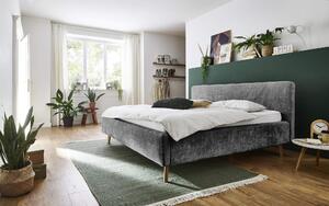 Dvoulůžková postel taupe 140 x 200 cm chenille antracit