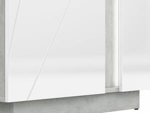 Vitrína levá RUBENS beton šedý/bílá lesk