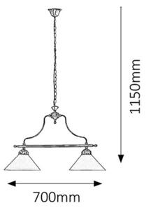 Rabalux 2707 MARIAN - Dvouramenný lustr v bronzové barvě 2 x E27, 70cm šířka (Dvojramenný závěsný lustr)