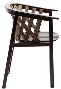 Tmavě hnědá jasanová zahradní židle Poom Ribbon s výpletem
