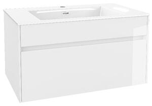 Kielle Nefia - Skříňka s umyvadlem 80 cm, lesklá bílá 50027S800