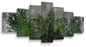 Obraz - Betonová zeď s rostlinami (210x100 cm)