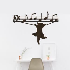 Dřevěný obraz CAT MUSIC | Rozměry (cm): 60x43 | Zvolte barvu dekoru: Wenge