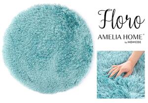AmeliaHome Kulatý koberec Floro modrý