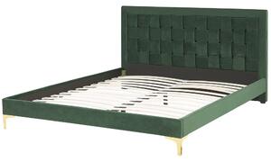 Manželská postel 180 cm LIMO (polyester) (tmavě zelená) (s roštem). 1022884