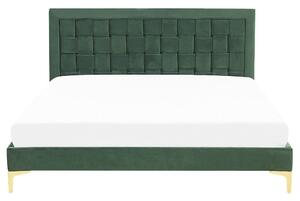 Manželská postel 160 cm LIMO (polyester) (tmavě zelená) (s roštem). 1022885
