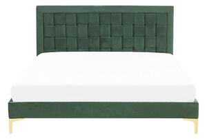 Manželská postel 140 cm LIMO (polyester) (tmavě zelená) (s roštem). 1022886