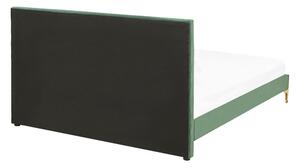 Manželská postel 140 cm LIMO (polyester) (tmavě zelená) (s roštem). 1022886