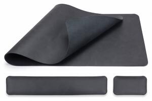 Podložka na stůl 80 × 40 cm s opěrkami zápěstí - 3-dílná sada - černá