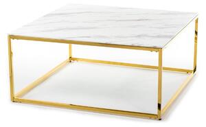 DekorStyle Konferenční stolek REKTA 100 cm zlatý/bílý