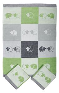 Sleep Well Utěrka bavlna 3 ks - s ovečkami zelená Velikost: 50*70 cm