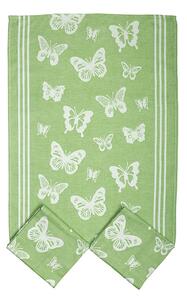 Sleep Well Utěrka bavlna 3 ks - s motýlky zelená Velikost: 50*70 cm
