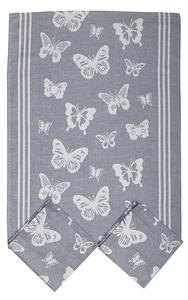Tegatex Utěrka bavlna 3 ks - s motýlky šedá 50*70 cm