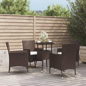 5dílný zahradní bistro set s poduškami hnědý polyratan 3187413