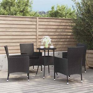 5dílný zahradní bistro set s poduškami černý polyratan 3187417