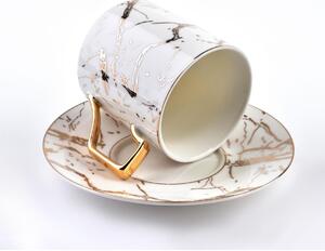 DekorStyle Porcelánový šálek s podšálkem Cristie zlatý