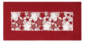 Kubík Textil Polyesterový ubrus - vánoční červený s bílými hvězdami 40x85 cm Velikost: 40*85 cm