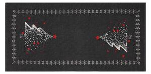 Kubík Textil Polyesterový ubrus - vánoční černý se stromečky 40x85 cm Velikost: 40*85 cm