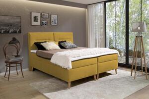 ZETKA PORTO 160x200 moderní kontinentální postel boxspring s úložným prostorem žlutá 162 x 122 x 222 cm