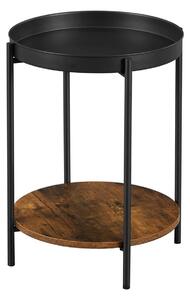 LEO-RUSTI okrúhly stolík na kávu v rustikálním stylu - hnedá / čierna
