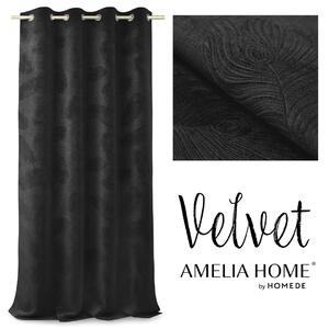 Závěs AmeliaHome Velvet Peacock černý