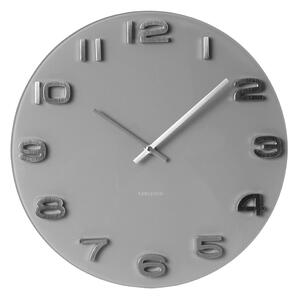 Nástěnné hodiny Vintage šedé kulaté sklo KARLSSON (Barva - šedá)