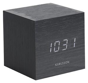 Budík Mini Cube černá dýha, bílá LED KARLSSON (Barva - dřevěná dýha černá)