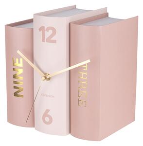 Stolní hodiny Kniha růžové tóny papír, 20x15x20cm KARLSSON (Barva - růžová)