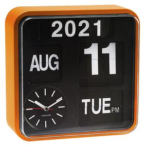 Nástěnné hodiny Mini Flip oranžové pouzdro, černý ciferník KARLSSON (Barva - černá, oranžová)