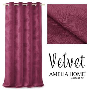 Závěs AmeliaHome Velvet Peacock rubín