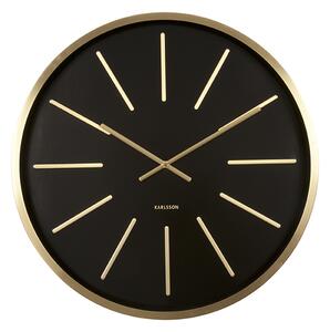 Nástěnné hodiny Maxiemus mosazné staniční černé KARLSSON (Barva - černá)