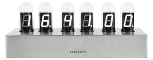 Stolní hodiny Cathode kartáčovaný ocelový podstavec, bílá LED dioda KARLSSON (Barva - stříbrná, bílá LED)