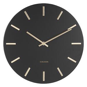 Nástěnné hodiny Charm steel black w.gold battons small KARLSSON (Barva - černá)