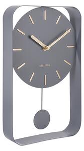 Nástěnné hodiny Kyvadlo Charm malé ocelově šedé KARLSSON (Barva - šedá)