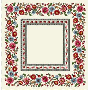 Gobelínový ubrus - folklorní květy barevné - Folklorní květy s lemováním - 40*100 cm