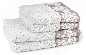Bavlněný ručník / osuška z bavlny - béžová - Světle šedá a hnědá - 50*90 cm