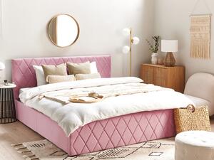 Manželská postel 180 cm Rhett (růžová) (s roštem a úložným prostorem). 1075604