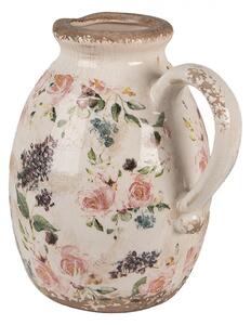Béžový keramický dekorativní džbán s růžemi Rosina M - 17*13*18 cm