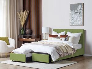 Manželská postel 140 cm Rhiannon (zelená) (s roštem a úložným prostorem). 1075623