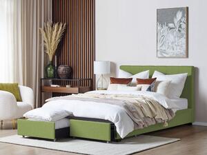 Manželská postel 160 cm Rhiannon (zelená) (s roštem a úložným prostorem). 1075624