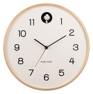 Nástěnné hodiny Přírodní kukačka březové dřevo bílá KARLSSON (Barva-bílá)