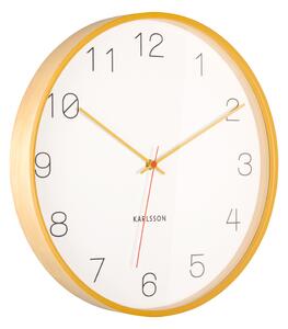 Nástěnné hodiny Joy wood w. okrově žluté akcenty KARLSSON (Barva-žlutá)