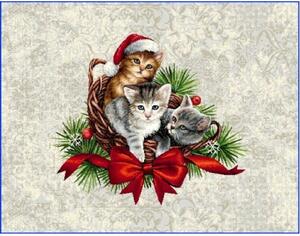 Tegatex Gobelínový ubrus - Vánoční kočičky v košíku Velikost: 40*140 cm