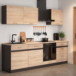 Kuchyně Junona 240 cm skříňka na myčku, bez pracovní desky, wenge/dub sonoma