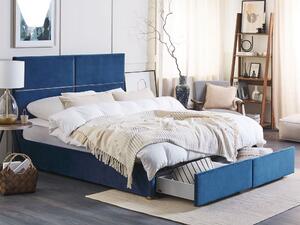 Manželská postel 160 cm Vissarion (modrá) (s roštem a úložným prostorem). 1076390