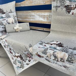 Texicop Gobelínový ubrus - Vánoční lední medvědi - Béžová Velikost: 40*100 cm