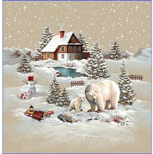 Gobelínový ubrus - Vánoční lední medvědi - Béžová - 40*100 cm