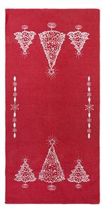 Kubík Textil Polyesterový ubrus - vánoční stromečky - červená Velikost: 40*85 cm